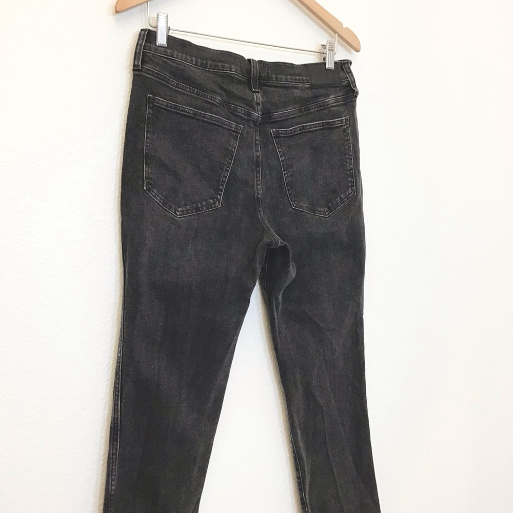 Madewell Stovepipe 29 Women's Jeans Raw Hem Faded Black Mid Rise Slim Straight - Picture 7 of 16